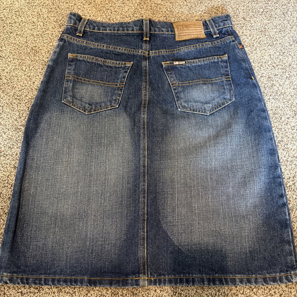 Vtg Ralph Lauren Denim Knee Length Skirt Size 6